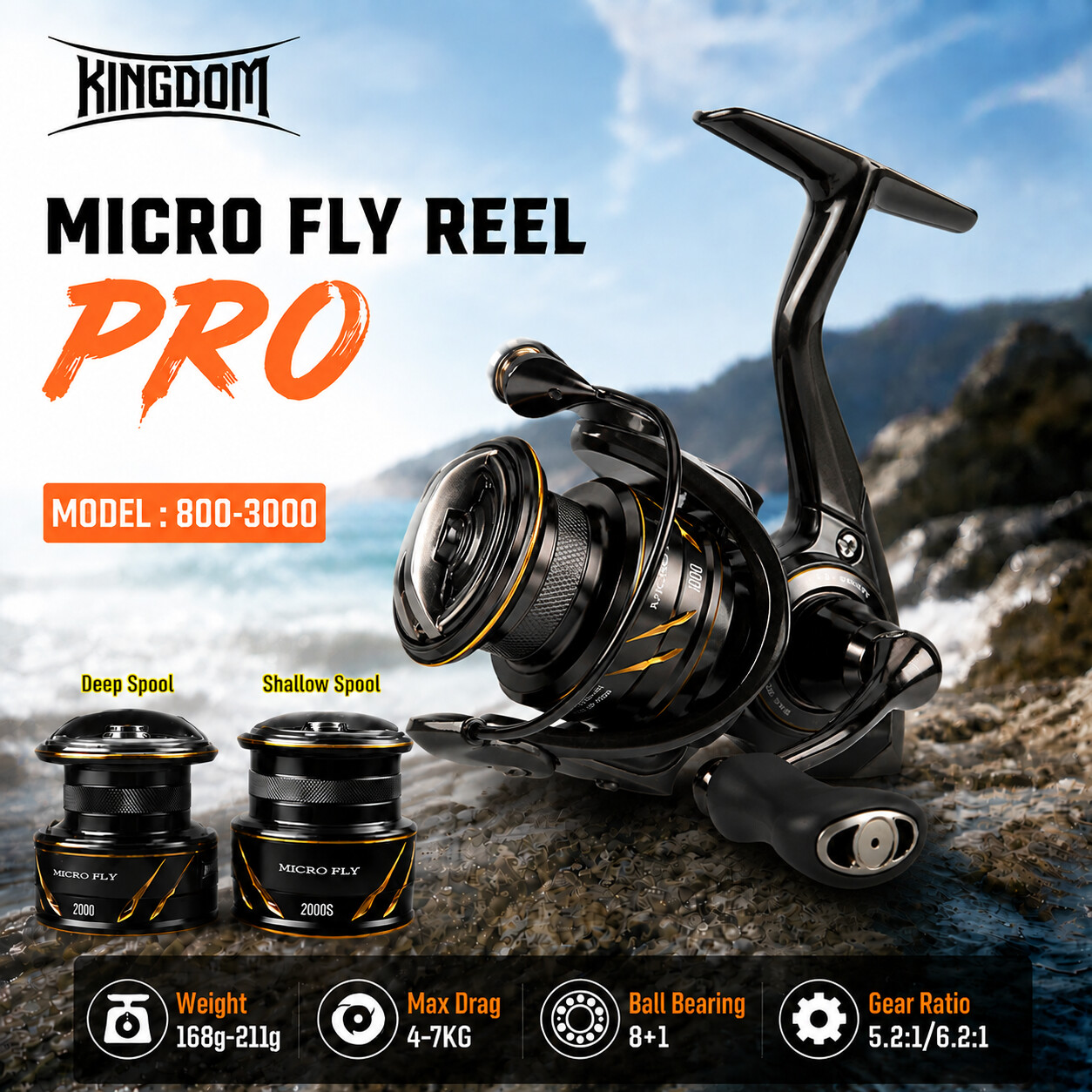 Abu Garcia Reel Max - Carretilha de Pesca Kingdom Micro Fly